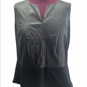 NWT Calvin Klein Black Sleeveless Top with Faux Leather Front in Size 1X